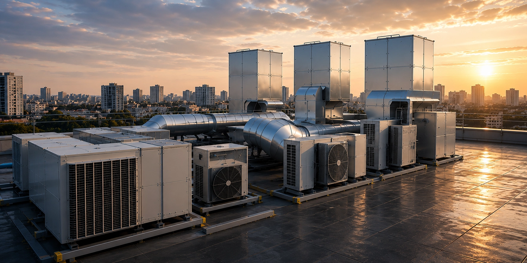 Climatiseurs sur toit urbain