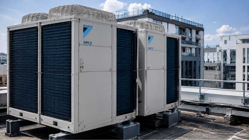 Climatiseurs sur un toit